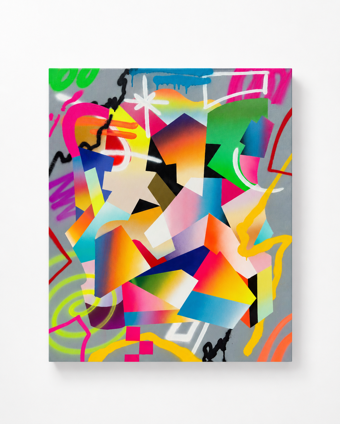 Hize colorful abstract graffiti artwork on canvas