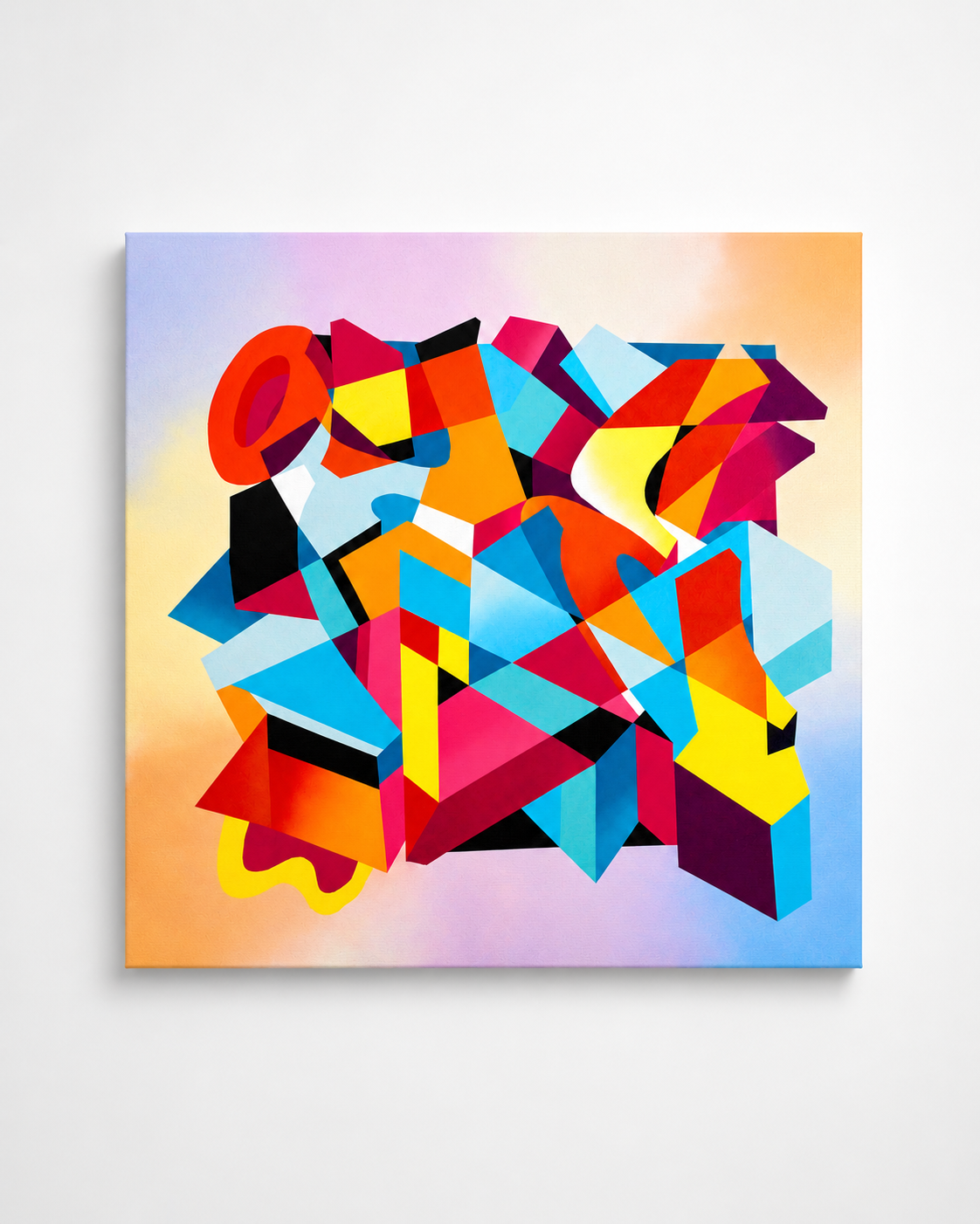 Hize abstract graffiti canvas with colorful letter fragments