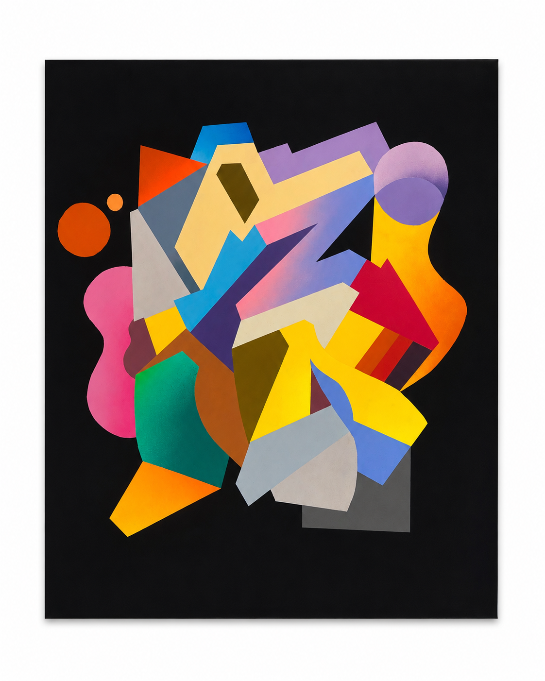 Hize abstract graffiti canvas with black background and colorful shapes