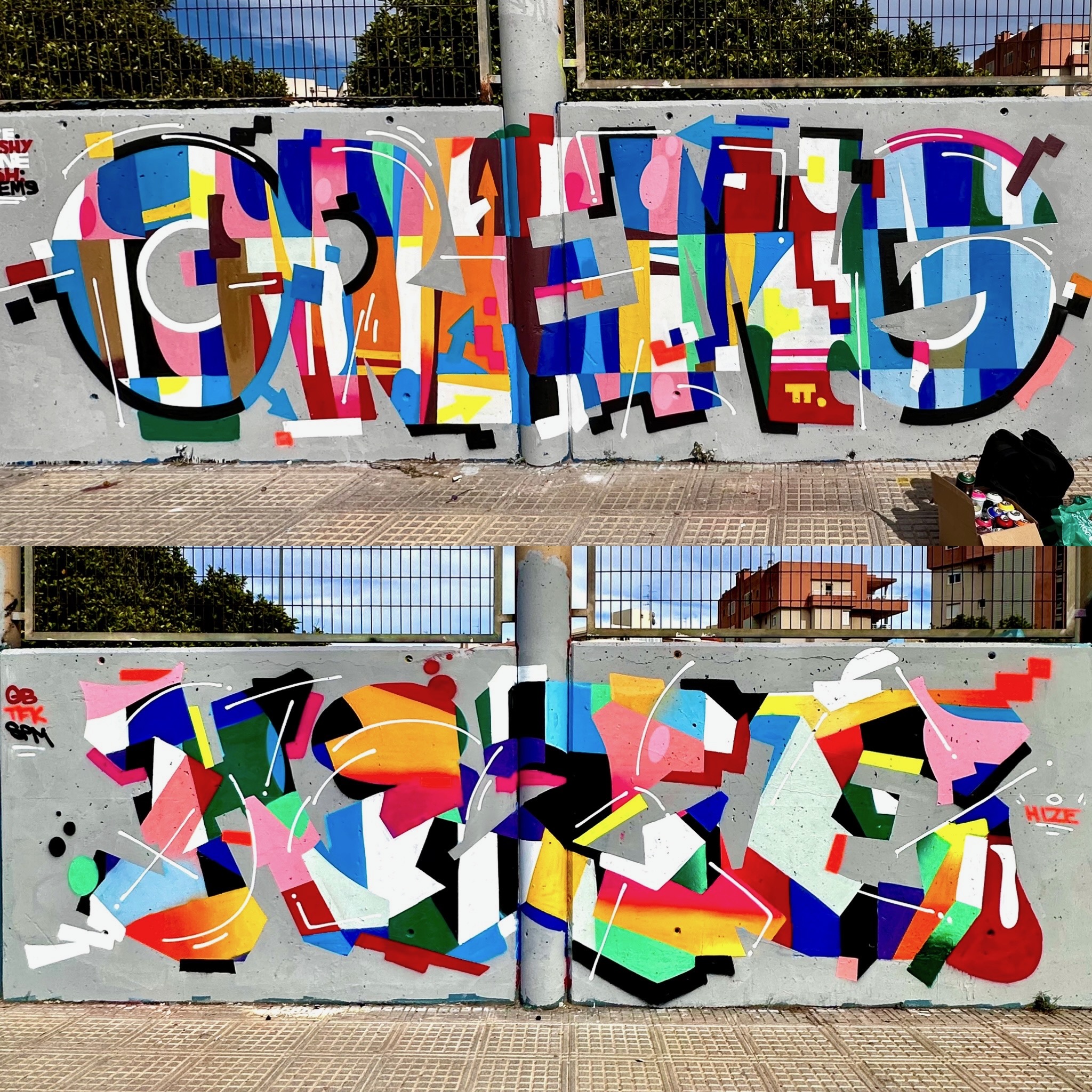 Hize abstract graffiti mural in a contemporary space