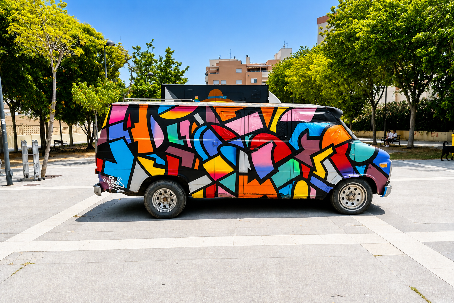 Hize abstract graffiti mural in a contemporary space