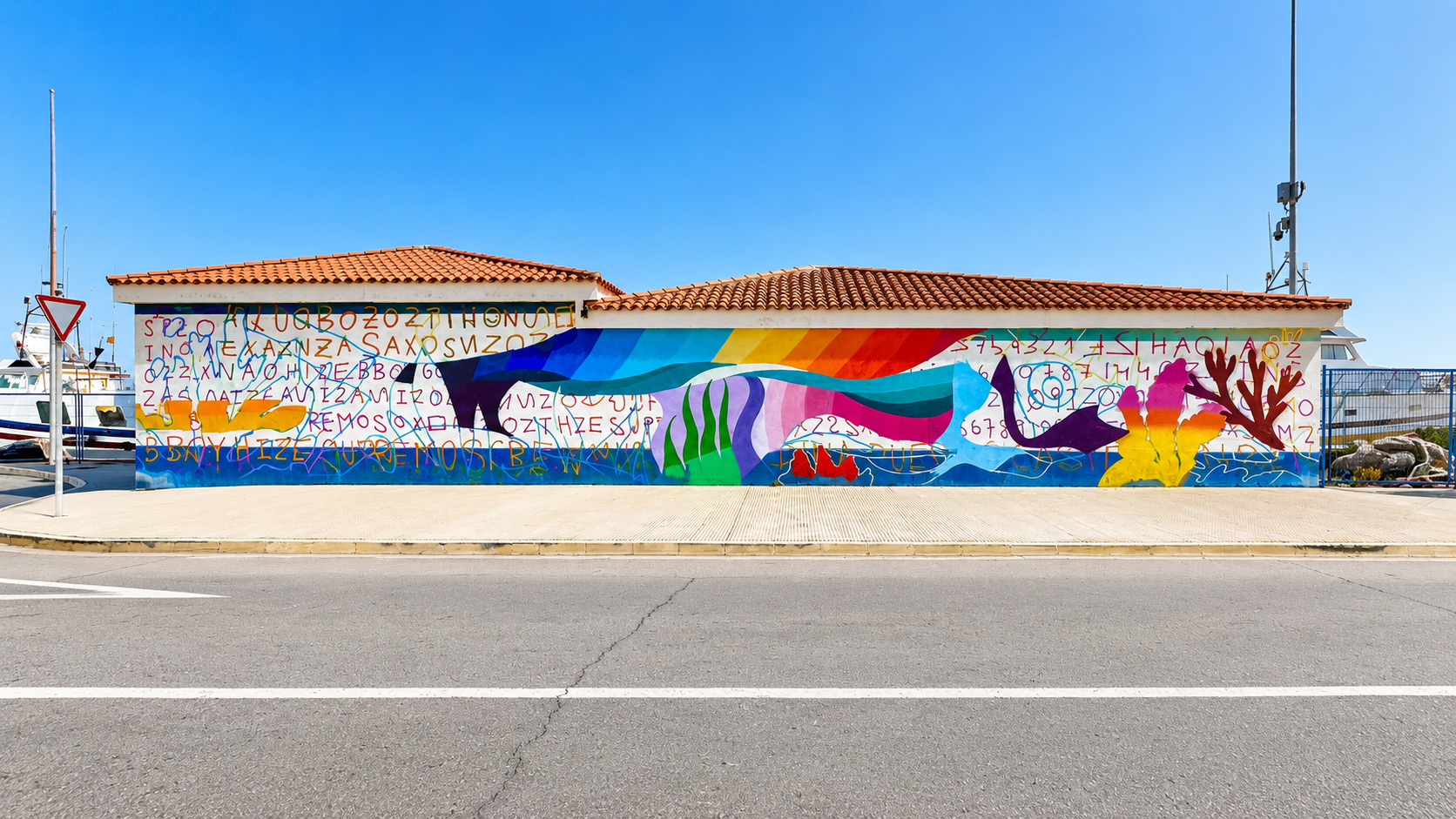 Hize abstract graffiti mural in a contemporary space